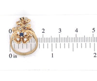 14k Gold Bypass Style Floral Ring w/Genuine Natural Diamond and Sapphires #J6622