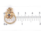 14k Gold Bypass Style Floral Ring w/Genuine Natural Diamond and Sapphires #J6622