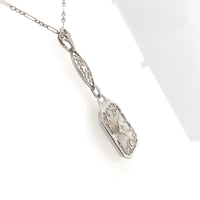 10k Gold Filigree Genuine Natural Rock Crystal Diamond Pendant Orig Chain #J6262
