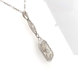 10k Gold Filigree Genuine Natural Rock Crystal Diamond Pendant Orig Chain #J6262