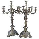 Magnificent Austrian 800 Silver Candelabra Pair 7-Light Figural Museum (#0088)