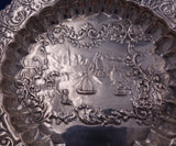 Dutch Sterling Silver Candy Dish w/ Harbor Scene Boats Windmill Ball Feet #6883