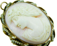 10k Yellow Gold Angel Skin Conch Shell Cameo Pin Pendant (#J337)