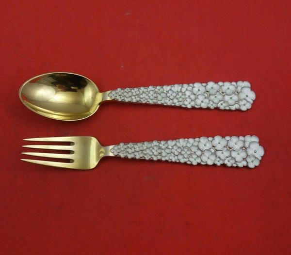 Christmas by A. Michelsen Sterling Silver Fork and Spoon Set 2pc 1956 Flowers
