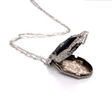 Platinum Genuine Natural Black Onyx and Diamond Pendant (#J5628)