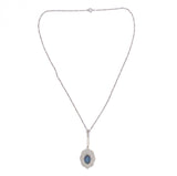 10k White Gold Filigree Art Deco Pendant with Original Paperclip Chain (#J6201)