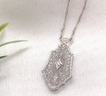 12k and 14k White Gold Genuine Natural Diamond Filigree Pendant w/Chain (#J7189)
