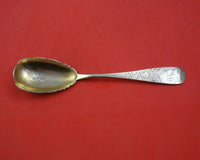 Antique Lily Engraved by Harris and Shafer Sterling Silver Berry Spoon BC 8 5/8"