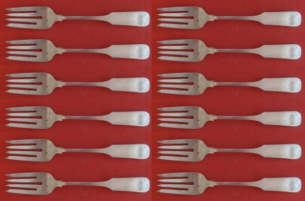 Old English Tipt By Gorham Sterling Silver Salad Fork Set 12 pieces 6 1/2"