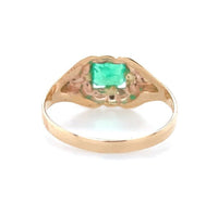 10k Yellow Gold Baby Child's .22ct Square Genuine Natural Emerald Ring (#J6381)