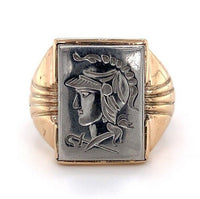 10k Yellow Gold and Silver Warrior Intaglio Men's Ring Size 8 Jewelry (#J5705)