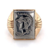 10k Yellow Gold and Silver Warrior Intaglio Men's Ring Size 8 Jewelry (#J5705)