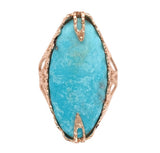 14k Rose Gold 6.59 Carat Genuine Natural Turquoise Ring Size 6 (#J7492)