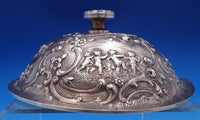 Louis XV Sterling Silver Powder Puff Vanity Base Cupids c1890 Rare Huge (#8376)