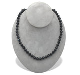 Strand of 8mm Black Banded Genuine Natural Agate Beads Necklace 24.5" #J7582