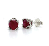 Platinum 1.72 Carat Genuine Natural Ruby Stud Earrings Jewelry (#J6318)