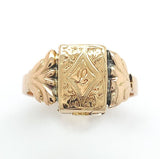 10k and 14k Gold Victorian Poison Ring Hidden Compartment Size 6 (#J6352)
