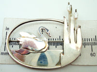 Sterling Hand Wrought Brooch with Swan and Pearls (#J2979)