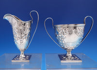 Davis and Galt Sterling Silver Sugar Creamer Set 2pc #68 Leaf Vine Motif (#8131)