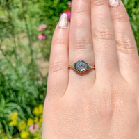 14k White Gold Art Deco Filigree Ring w/ .22ct Genuine Natural Diamond (#J6818)