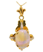 18k Oval Genuine Natural Opal with 14k Chain (#J3908)