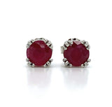 Platinum 1.72 Carat Genuine Natural Ruby Stud Earrings Jewelry (#J6318)