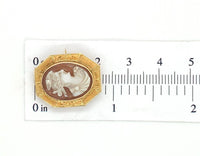 10k Yellow Gold Genuine Natural Shell Cameo Small Pendant Pin Jewelry (#J6892)