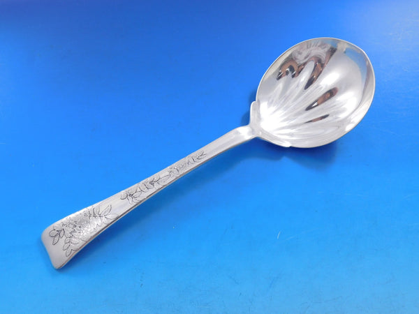 Lap Over Edge Acid Etched by Tiffany Sterling Silver Berry Spoon Raspberry 9"