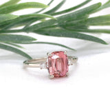 14k Gold 2.24ct Pink / Peach Genuine Natural Tourmaline Ring w/Diamonds #J7441
