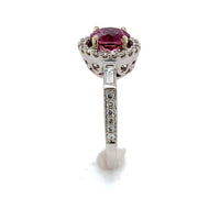 14k Gold Hot Pink Genuine Natural Tourmaline and Diamond Halo Ring (#J6364)