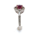 14k Gold Hot Pink Genuine Natural Tourmaline and Diamond Halo Ring (#J6364)