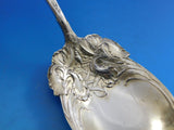 New Art by Durgin Sterling Silver Berry Spoon Faint Gold wash 9 3/8" Iris Motif