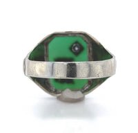 10k Gold Green Genuine Natural Onyx / Chrysoprase Men's Ring with Mono (#J6217)