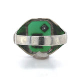 10k Gold Green Genuine Natural Onyx / Chrysoprase Men's Ring with Mono (#J6217)