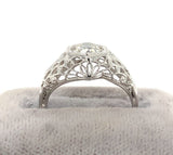 Art Deco 14k White Gold 1/2ct Genuine Natural Diamond Filigree Ring (#J6020)