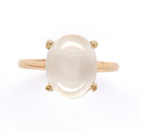 14k Yellow Gold 3.62 Carat Oval Cat's Eye Genuine Natural Moonstone Ring #J6463