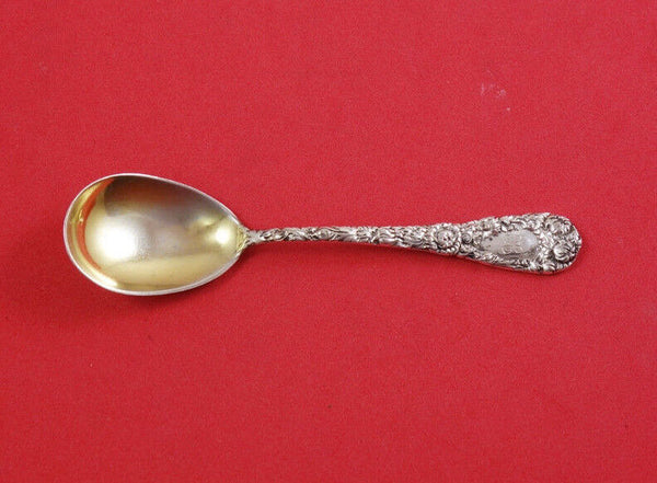 Chrysanthemum by Durgin Sterling Silver Egg Spoon Gold Washed 4 3/8"