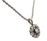 European 14k Gold and Silver Rosette Genuine Natural Diamond Pendant (#J6628)