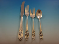 Silver Iris by International Sterling Silver Flatware Set 8 Service 50 Pieces