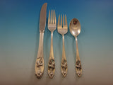 Silver Iris by International Sterling Silver Flatware Set 8 Service 50 Pieces