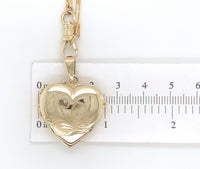 14k Yellow Gold Heart Locket Engraved Clover Elongated Chain Swivel Clasp #J7185