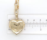 14k Yellow Gold Heart Locket Engraved Clover Elongated Chain Swivel Clasp #J7185