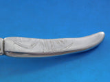 Lap Over Edge Acid Etched Tiffany Sterling Silver Fish Knife Bird Cattail 7 7/8"