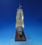 Danish .833 Silver Sculpture Ship with Three Masts Sails Wire Wood Base (#5402)