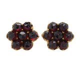 Genuine Natural Bohemian Garnet Rosette Stud Earrings w/ 14k Gold Posts (#J6489)