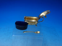 English Sterling Silver Mustard Pot Vermeil with Cobalt Liner and Spoon (#6299)