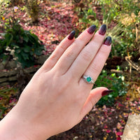 18k White Gold Filigree Deco .55ct Genuine Natural Emerald Ring (#J6333)