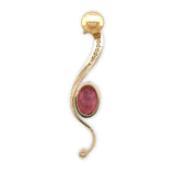 14k Harry Roa Large Modernist Tie Tack Pin w/Diamonds Cabochon Gemstone (#J7365)