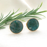 Vintage 12/20 Gold Filled Green Moss Genuine Agate Cufflinks by Jaguar (#J7532)