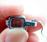 Sterling Genuine Natural Rhodochrosite Pendant 10x7.3mm Rectangular (#J5029)